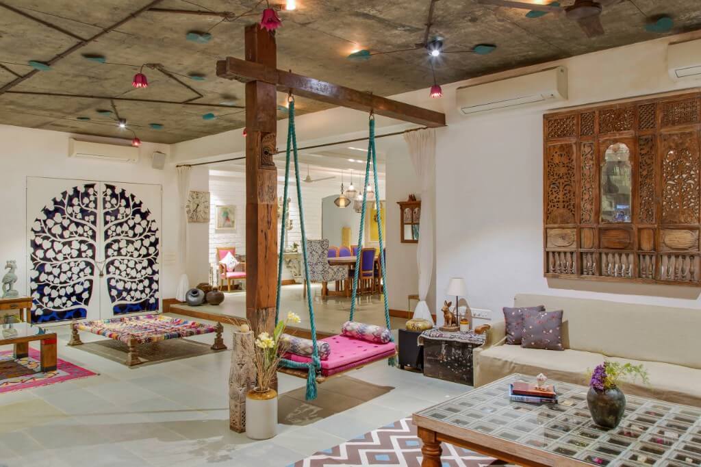 traditional Indian eclectic living room
