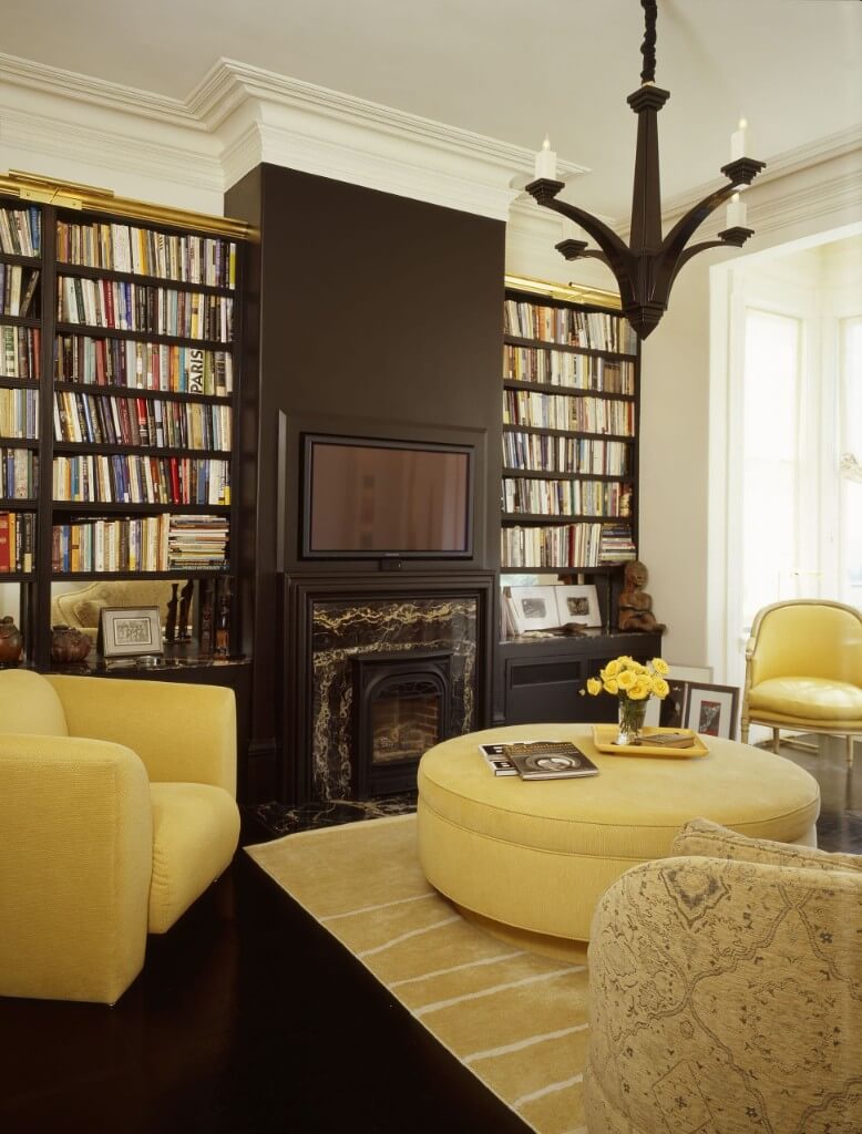 yellow and wood tones room