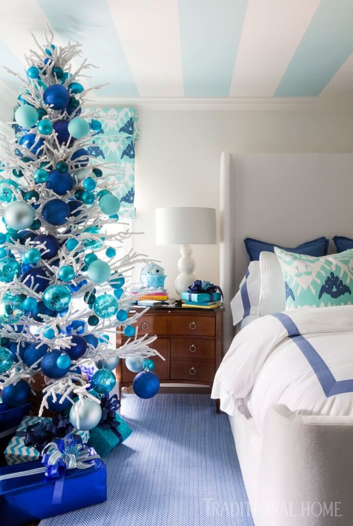 Blue Bedroom Christmas Decor