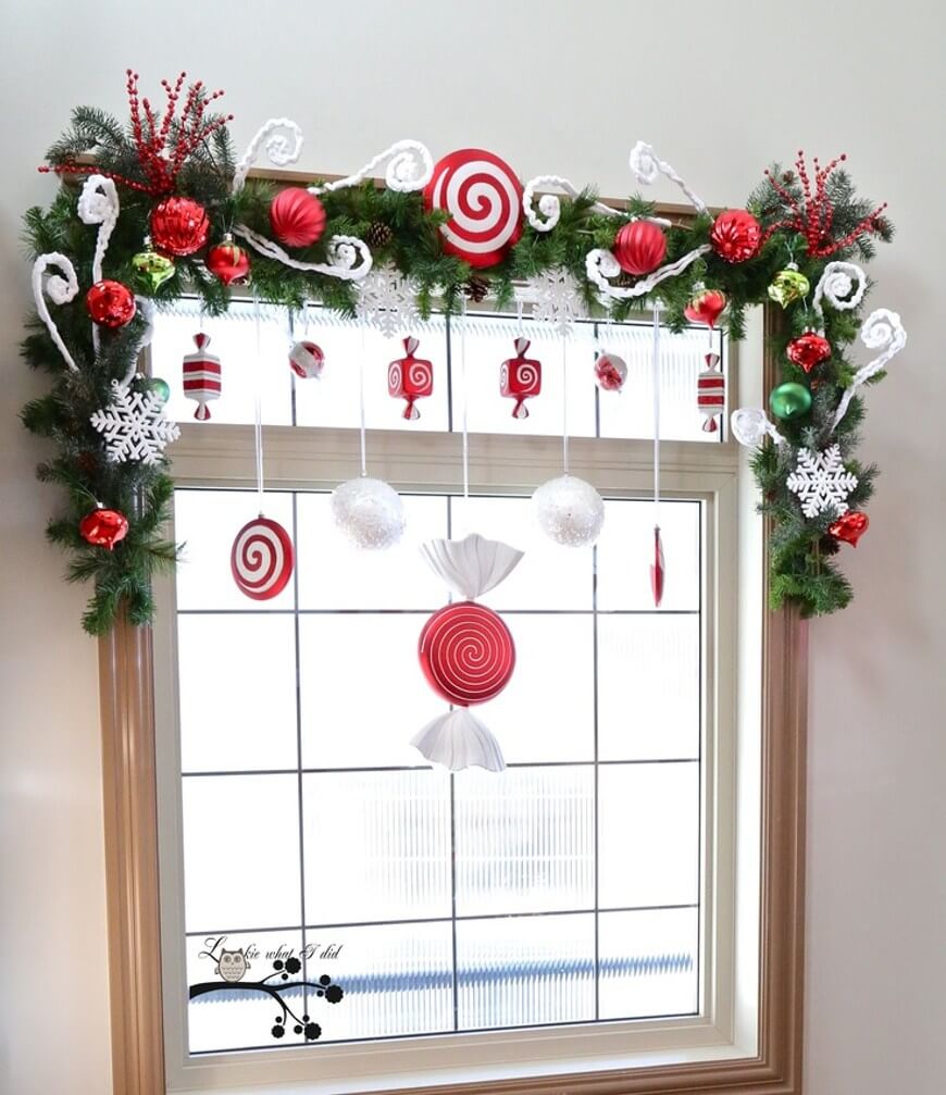Candy Cane Christmas Window Decor