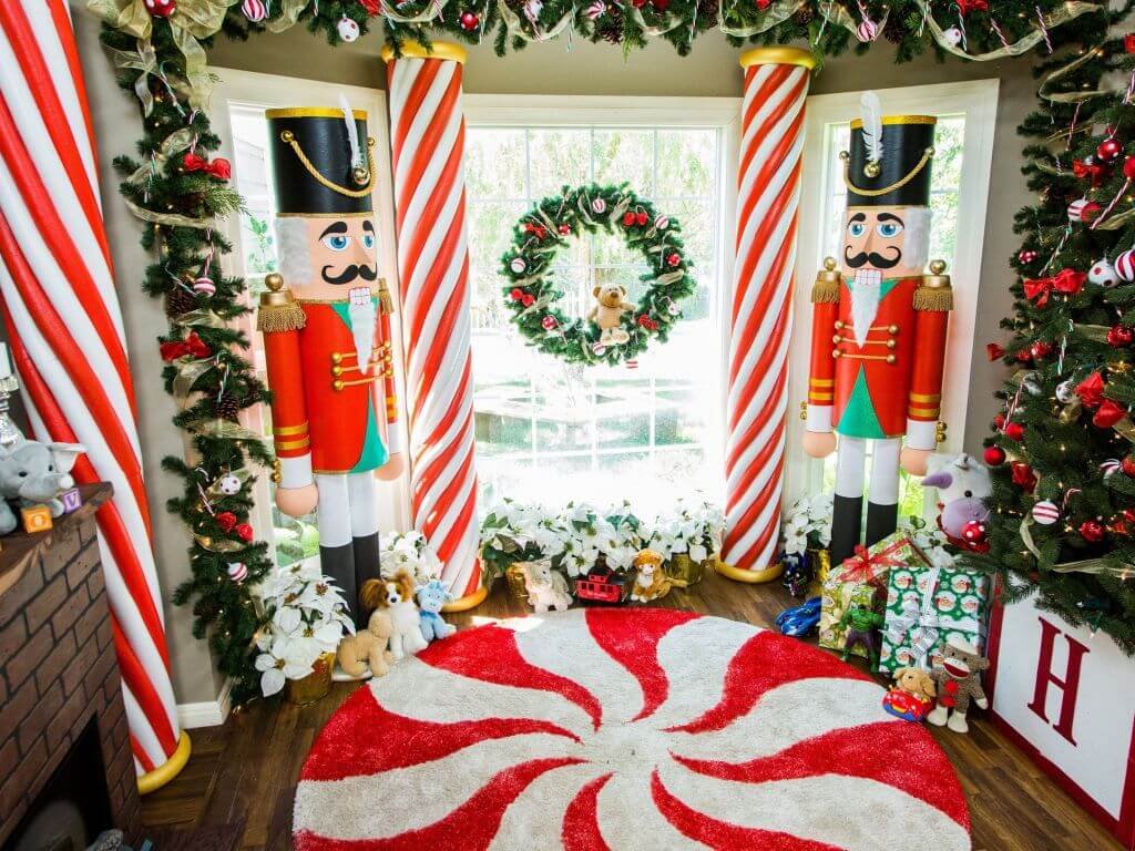 Candy Cane Pillar Entryway Decorations