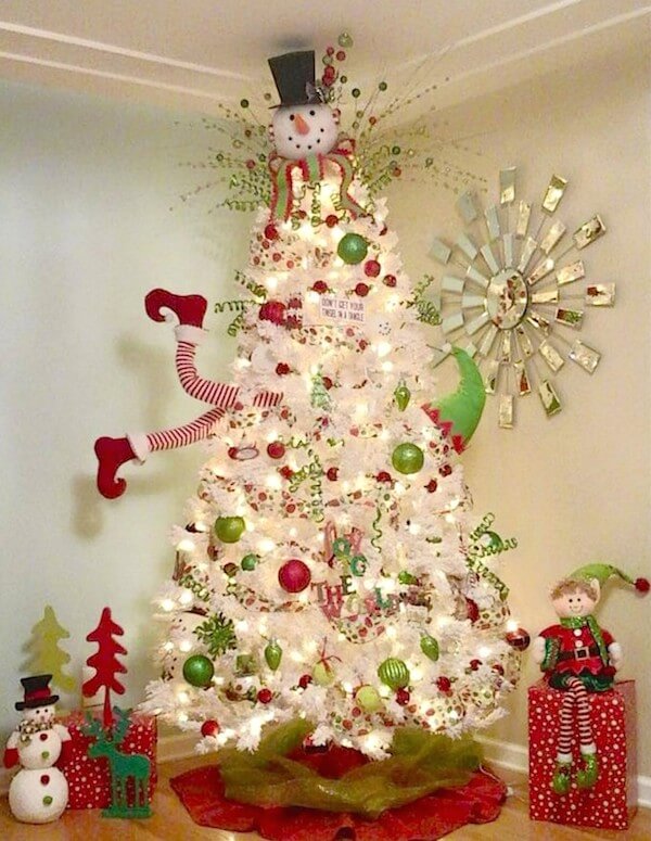 Candy Cane Snowman Tree Decoration