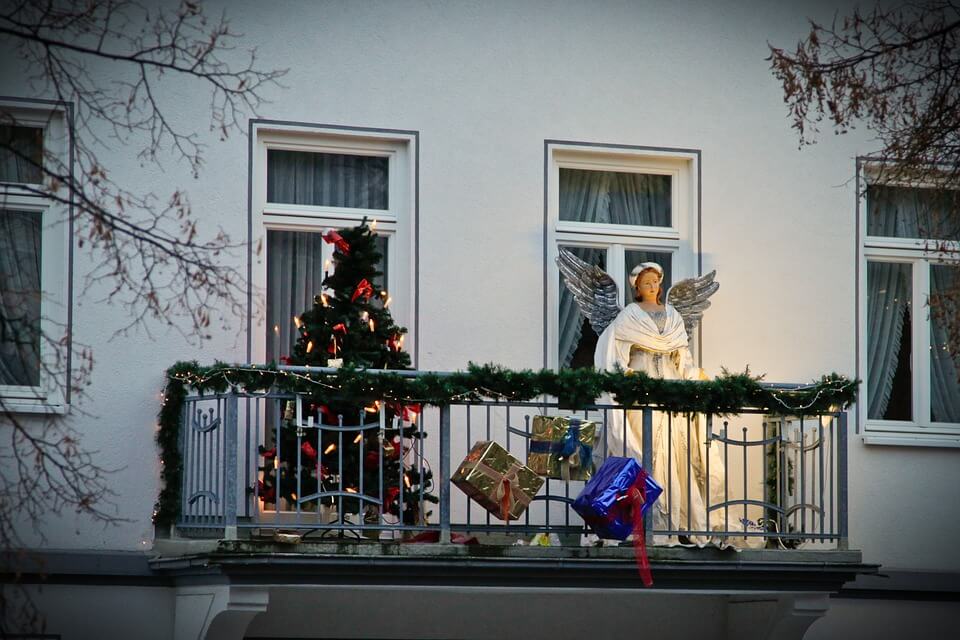 Christmas Tree And Angel Balcony Decor