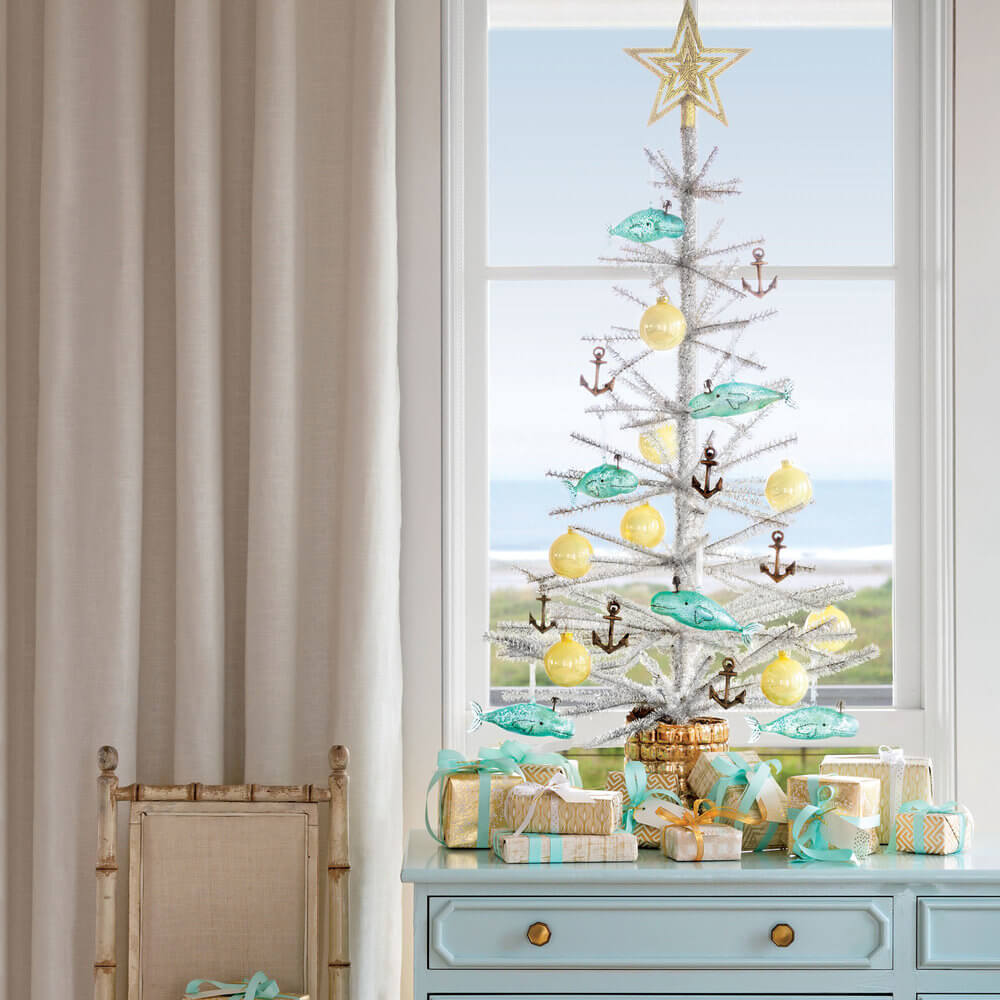 Coastal Living Room Christmas Tree