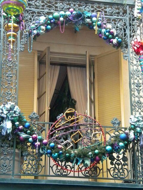 Colorful Christmas Ornaments Balcony Decor