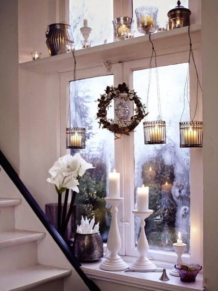 Elegant Candles Christmas Window Decor