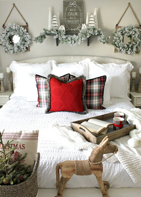 Elegant White Bedroom Christmas Decor