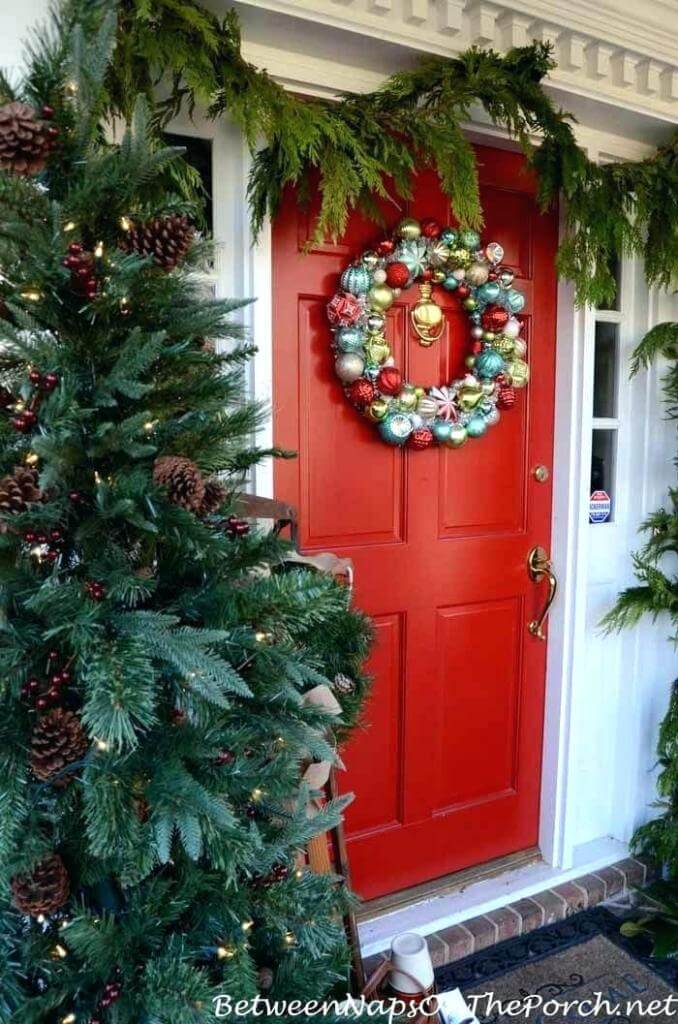 Front Door Colorful Christmas Decor
