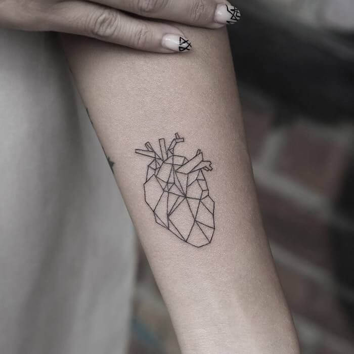 Geometric Anatomical Heart Tattoo