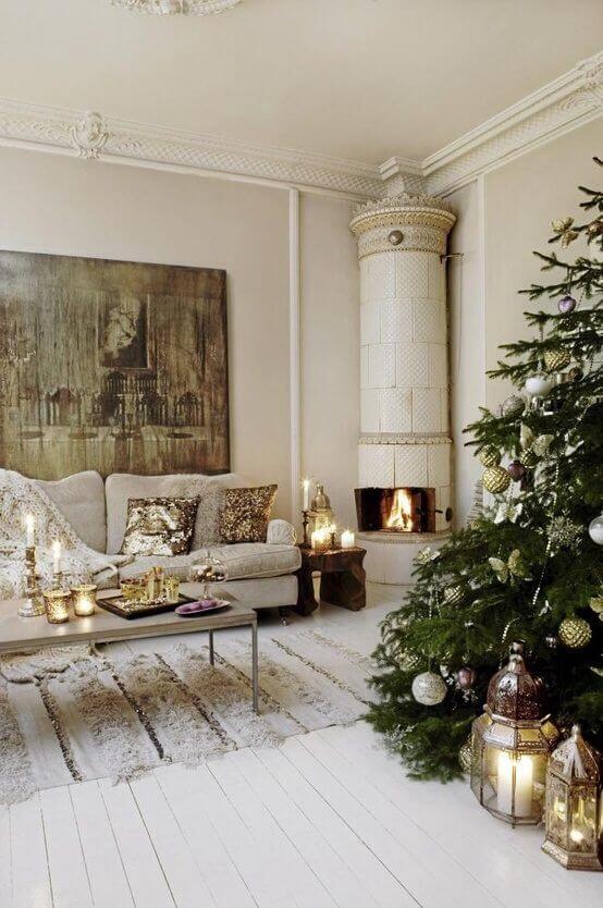 Gold White Austere Christmas Decor