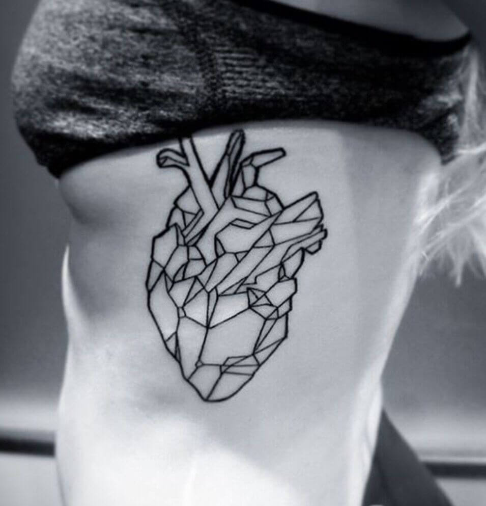 Heart Tattoo Middle Rib