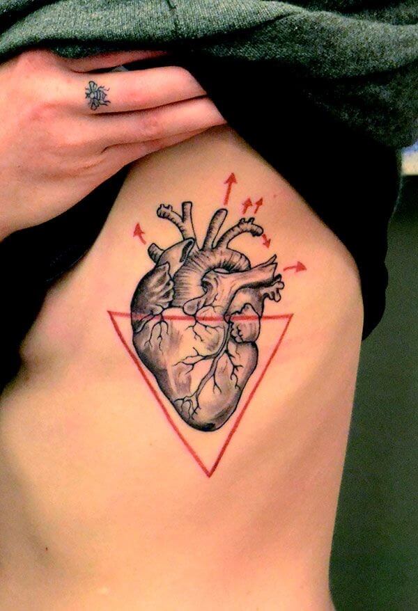 Heart in Triangle Tattoos Designs