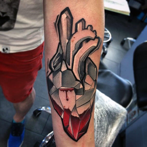 Inner Forearm Red and White Ink Tattoo