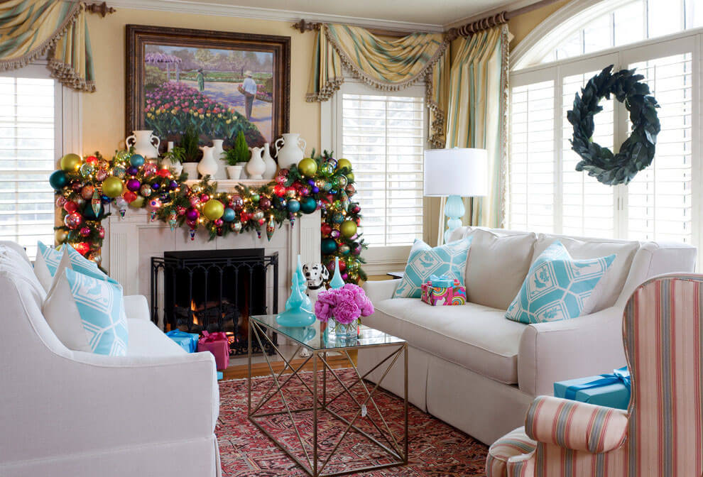 Modern Colorful Holiday Mantel Decorations
