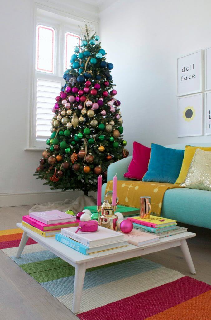 Rainbow Christmas Living Room Decor
