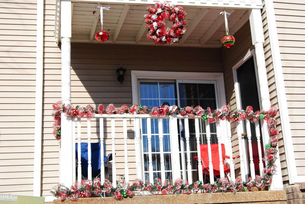 Red And White Balcony Christmas