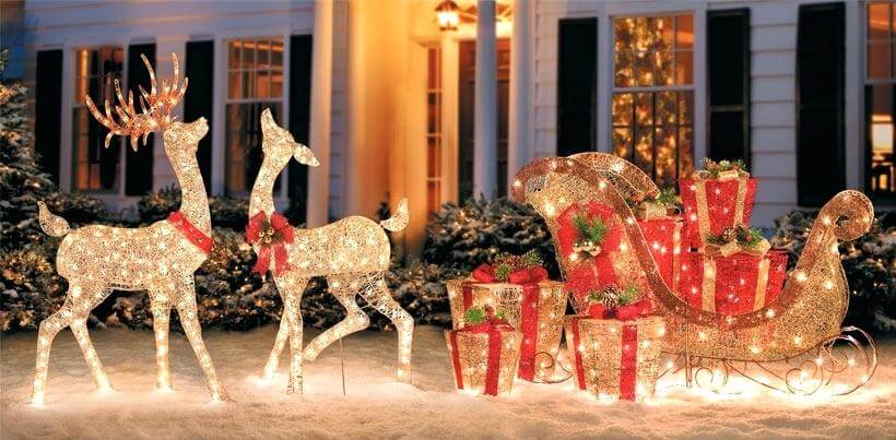 Reindeers and Sleigh Outdoor Christmas Decoration