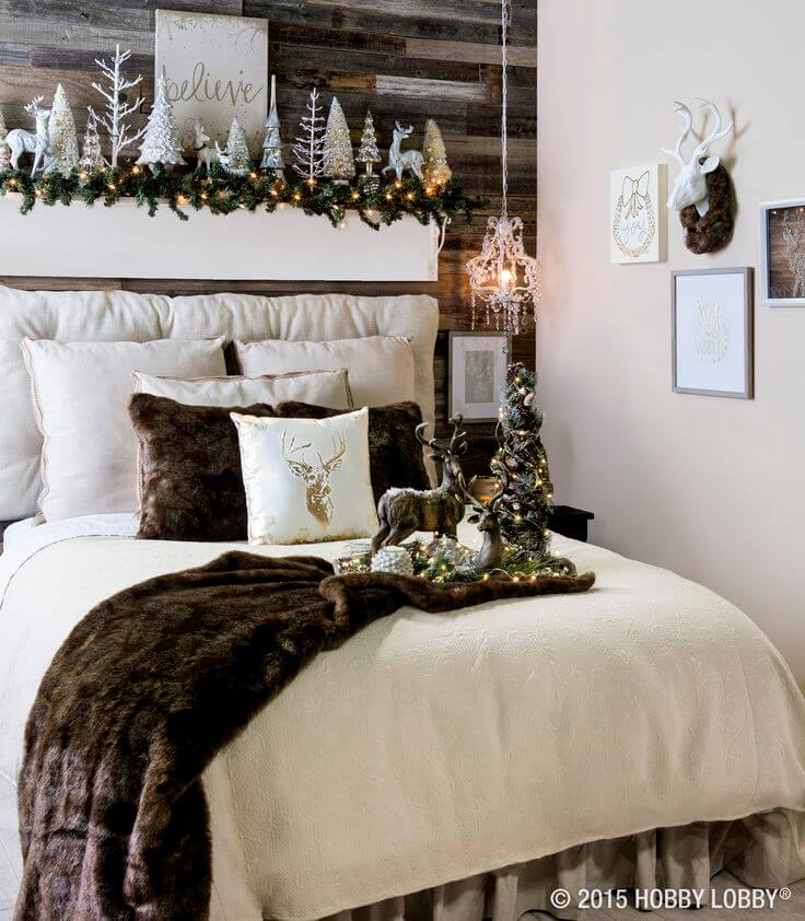 Rustic Christmas Bedroom Decoration