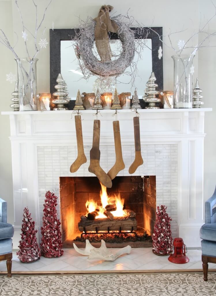 Rustic Grey Fireplace Mantel Decor