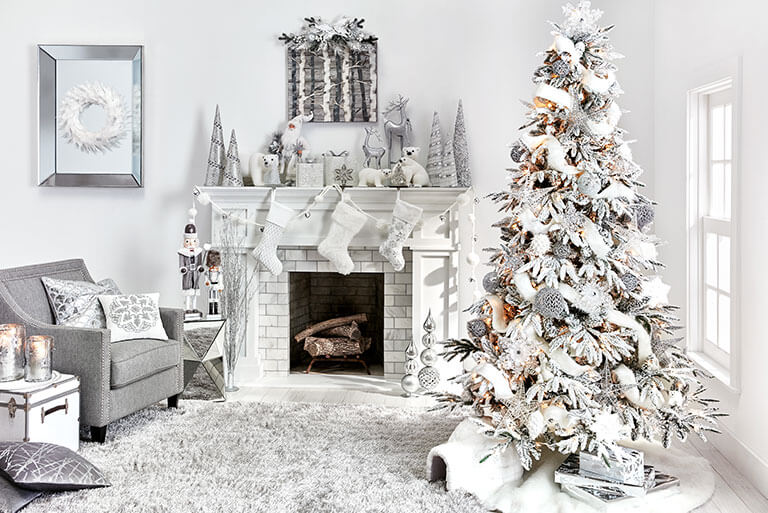 Silver White Living Room Decor