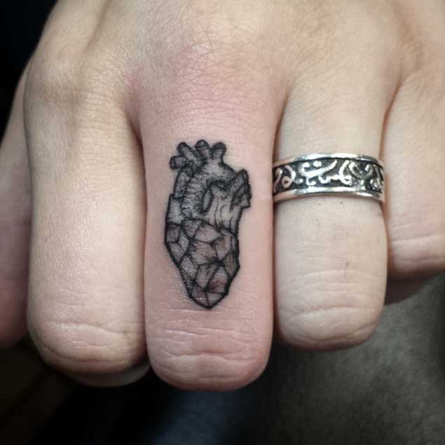 Tiny Heart Finger Tattoo