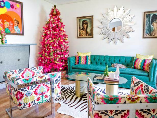 Vibrant Living Room Christmas Decorations