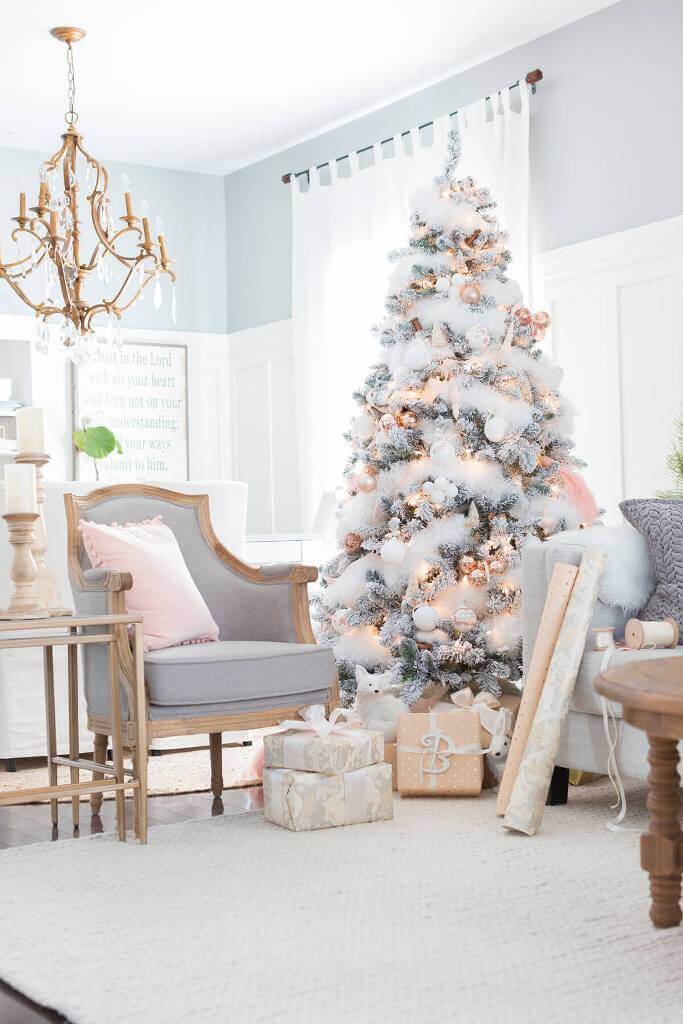 White Christmas Living Room Decor