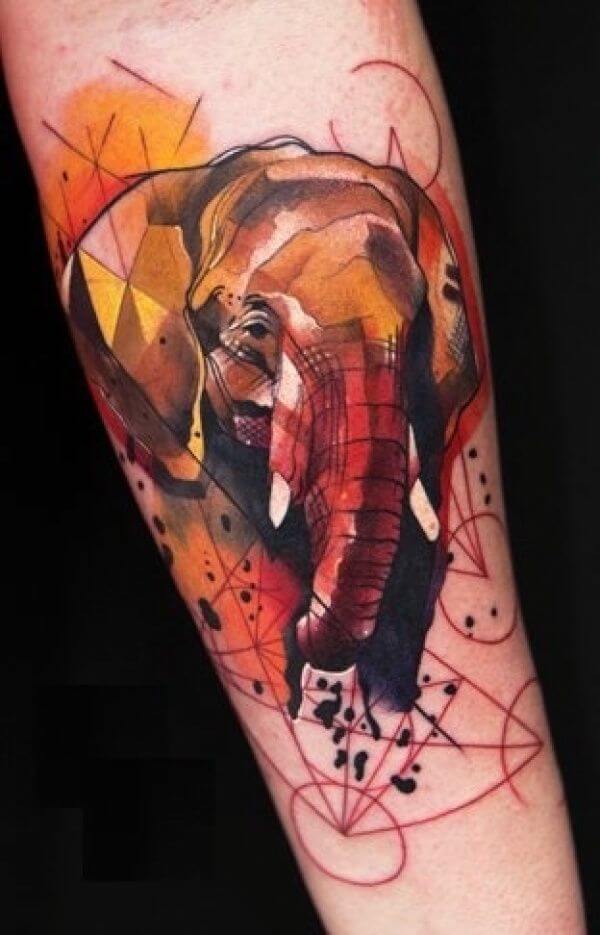 Elephant Watercolor Tattoo