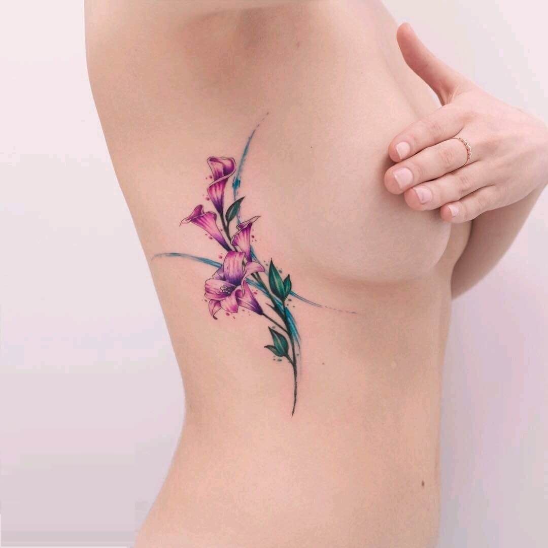 Lily Watercolor Tattoo