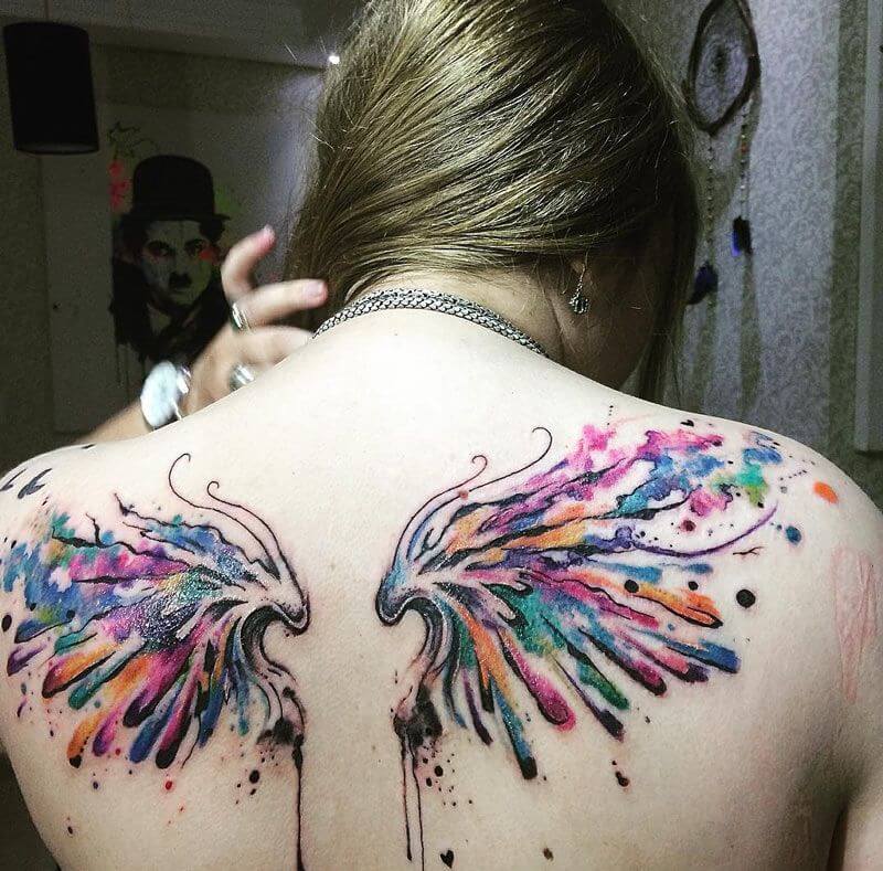 Wings Watercolor Tattoo