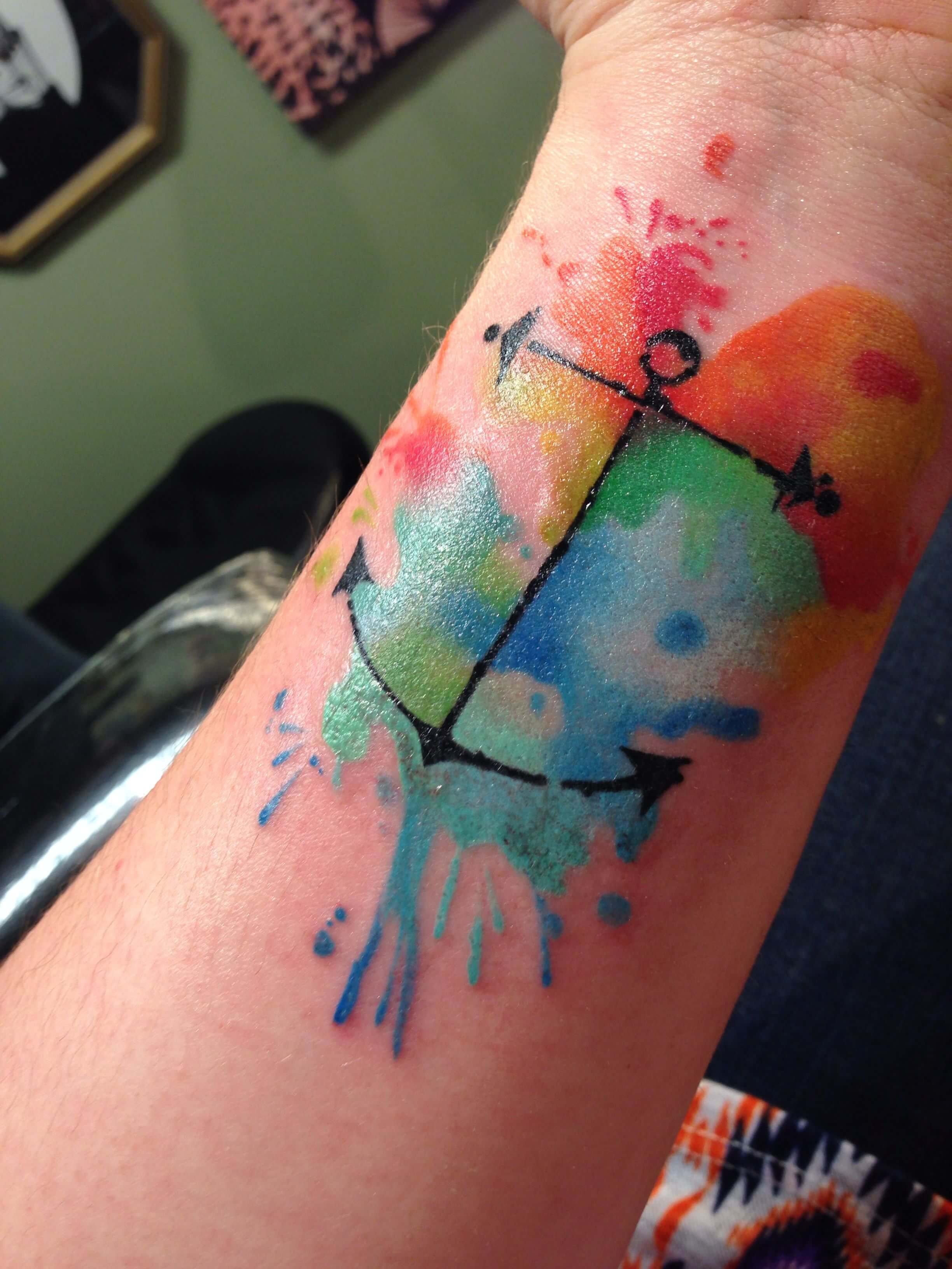 Anchor Watercolor Tattoo