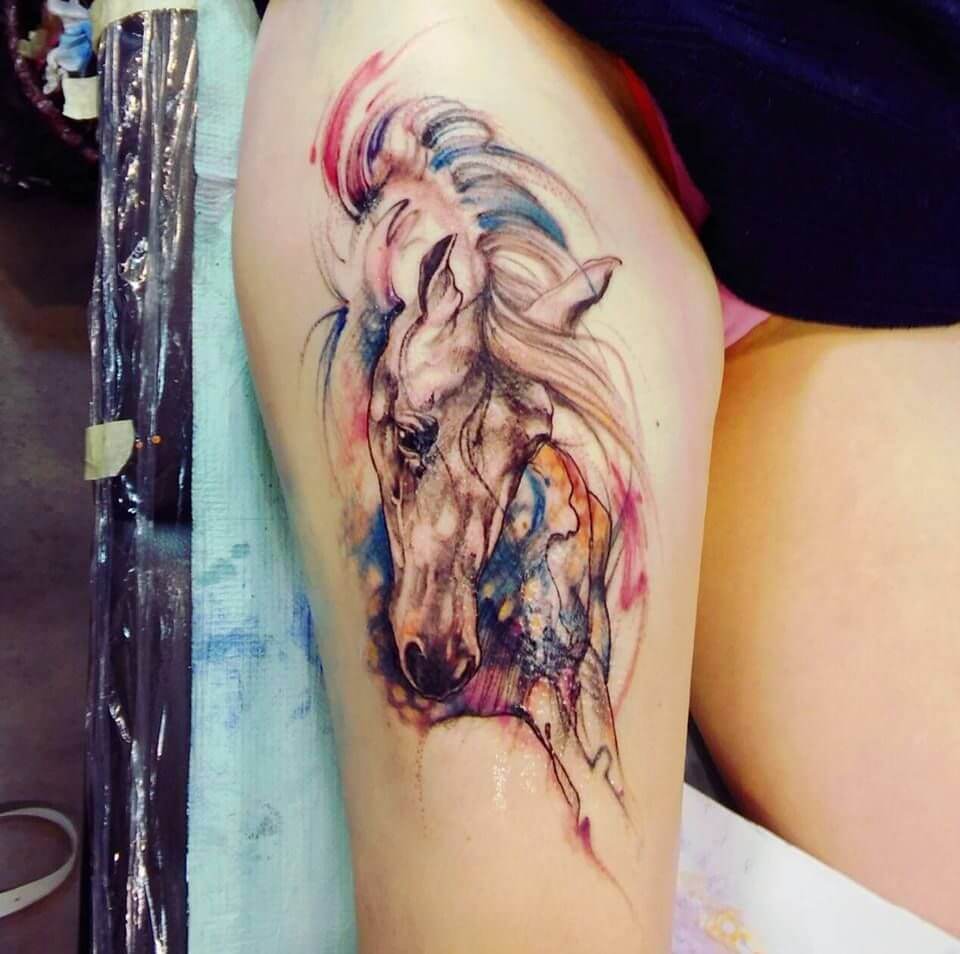 Horse Watercolor Tattoo