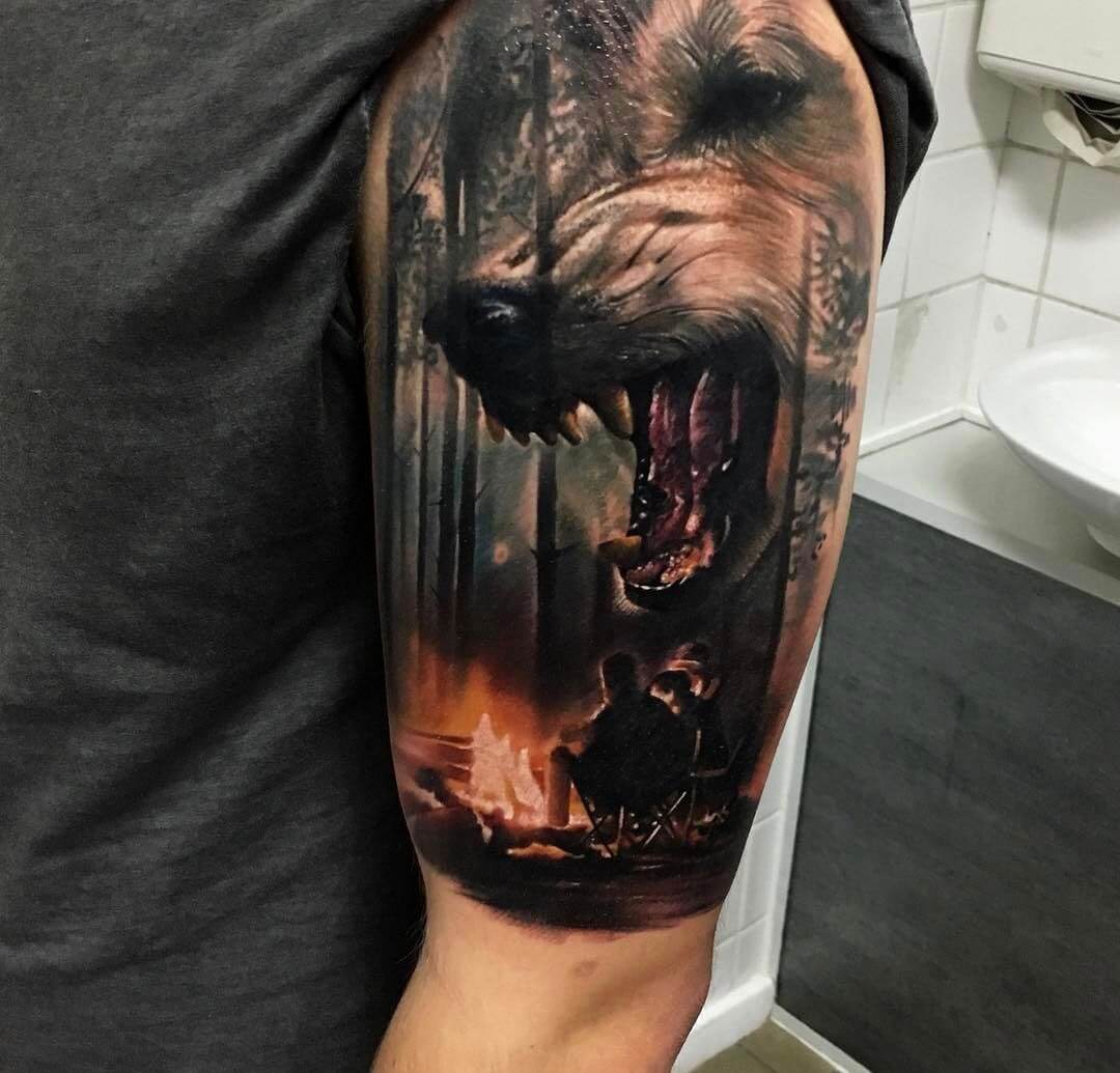 Snarling Wolf Tattoo