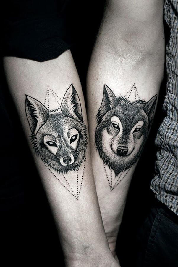 Dot work Wolf Tattoo