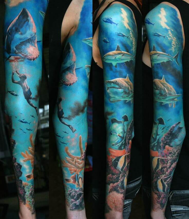 Ocean Watercolor Tattoo