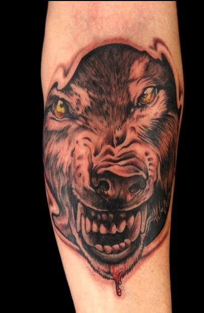 Growling Wolf Tattoo