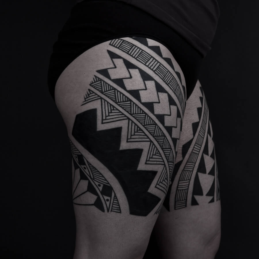 Thigh Tribal Tattoo