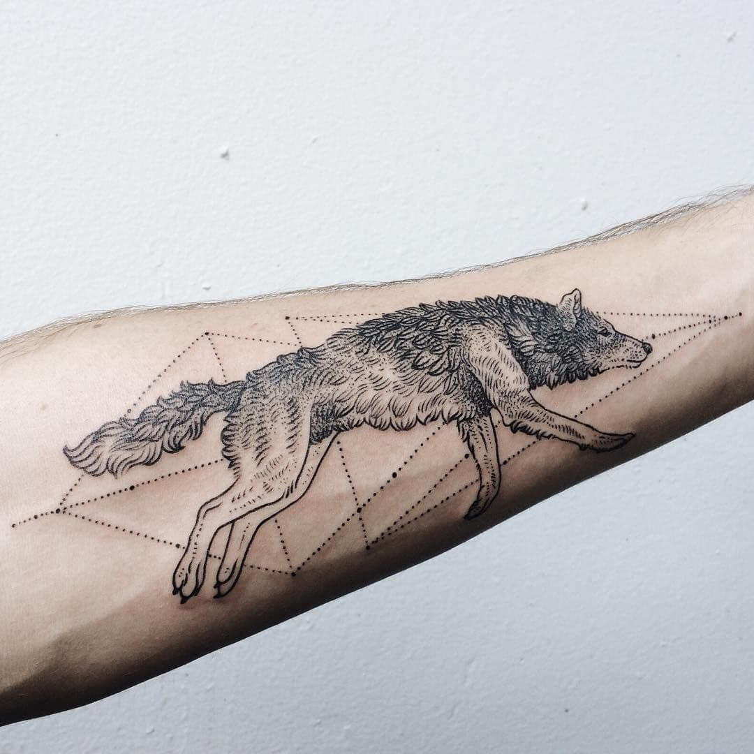 Running Wolf Tattoo