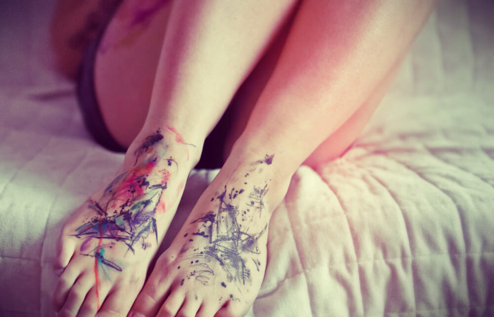 Watercolor Tattoo on Foot