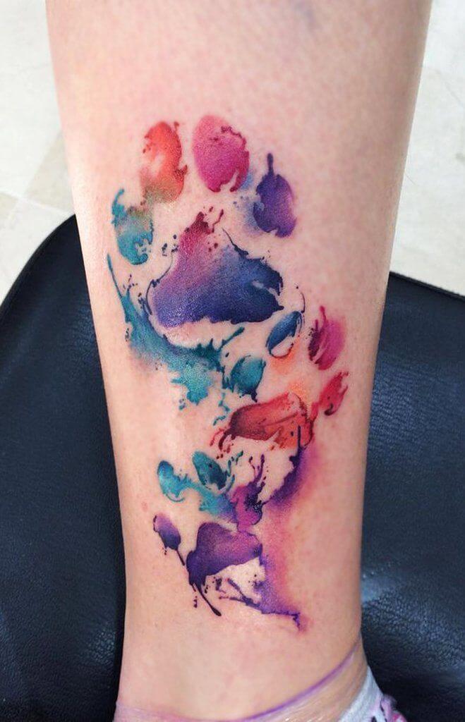 Paw Print Water Color Tattoo