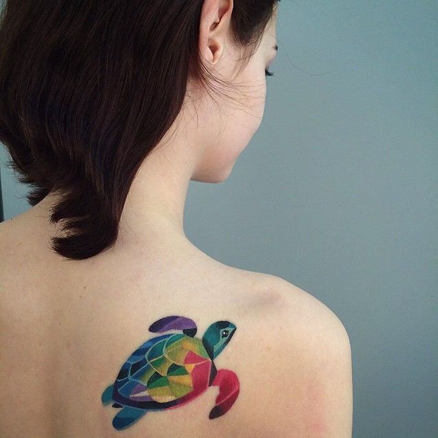 Turtle Watercolor Tattoo