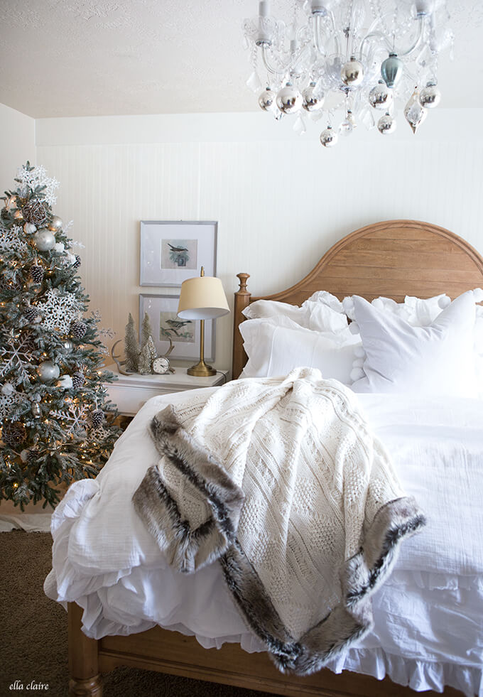 Bedroom Christmas Decor Silver White