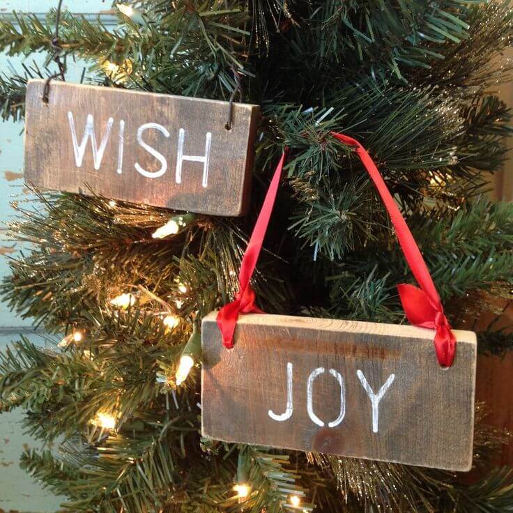 Christmas Sign Wooden Tree Ornaments