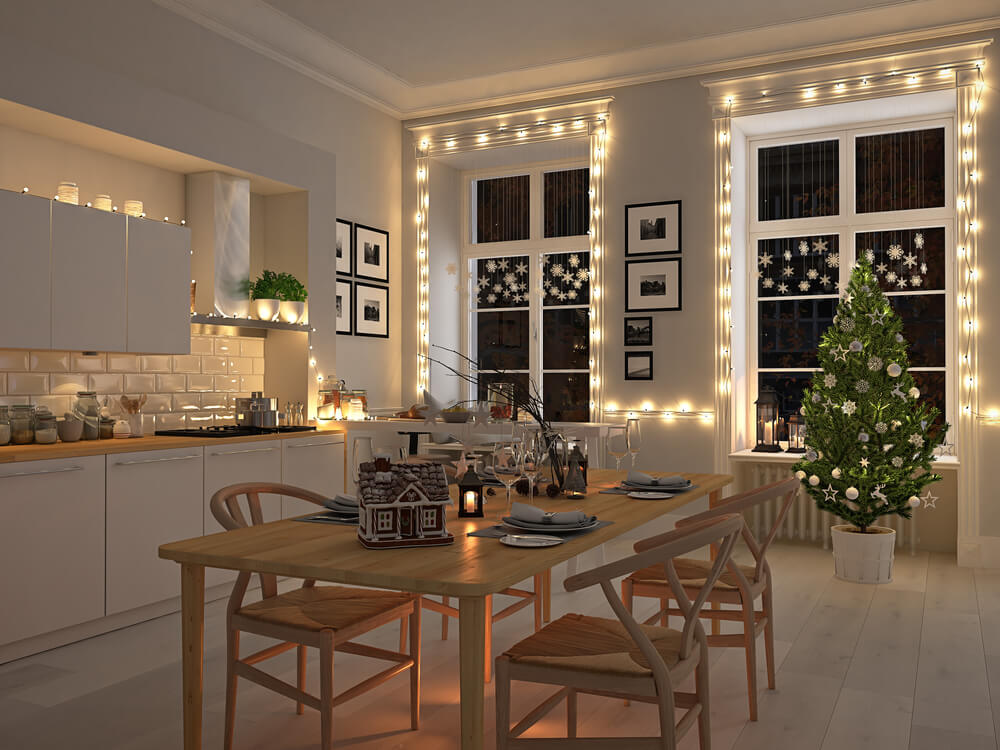 Christmas Tree Lights Kitchen Decor