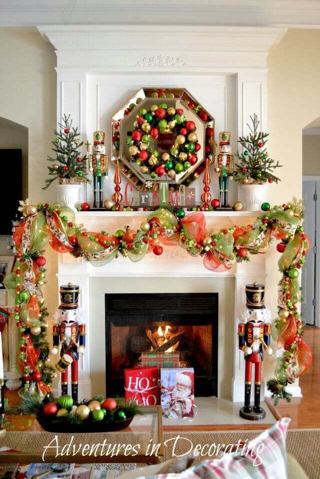 Colorful Fireplace Christmas Balls Decor