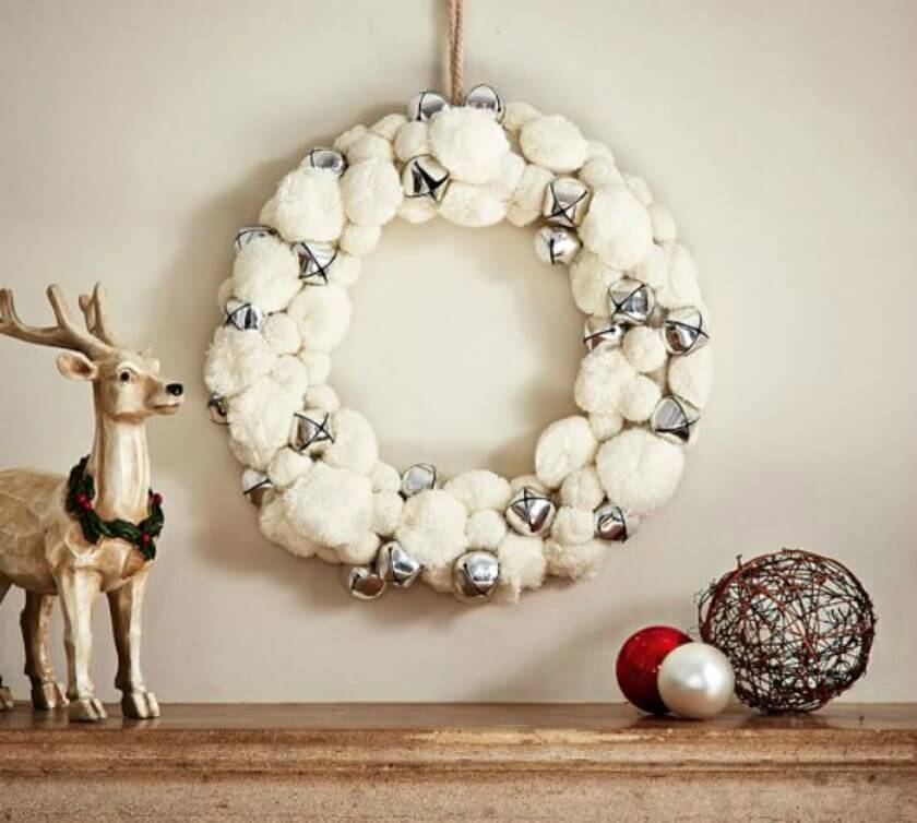 Creative Pom Pom And Bells Wreath