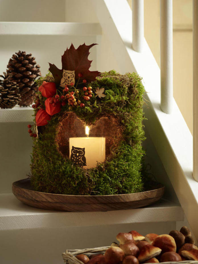 DIY Moss Christmas Lantrens Decoration