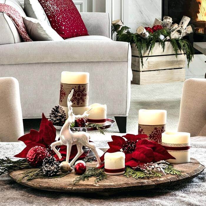 Deer And Candles Christmas Centerpieces