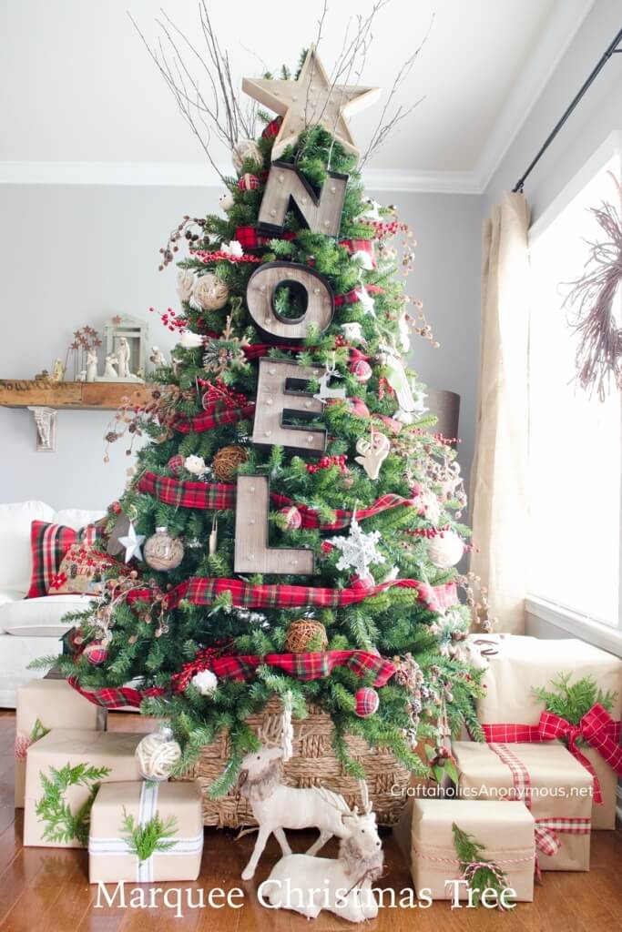 Elegant Marquee Sign Christmas Tree