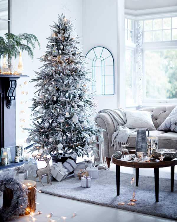 Elegant Silver White Christmas Tree
